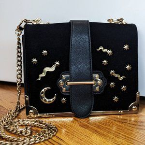 Black Velvet & Gold Celestial Evening Bag